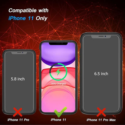 Battery Case for iPhone 11, [10000mAh] Enhanced Rechargeable Portable Protective Qi Wireless Charger Case Pack Support CarPlay Wireless Charging Case Compatible with iPhone 11 (6.1 inch)-Black
