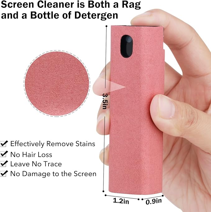 3 Pcs Screen Cleaner, 3 in 1Touchscreen Mist Cleaner Spray Wipe Screen Cleaner Soft Fiber Flannel, Safe for All Phones Glasses Tablet Laptop Car Display Screens