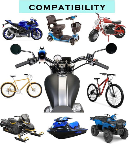 QYMOTO Motorcycle Phone Holder ATV Cell Phone Mount with Vibration Damper,Anti-Shake Sturdy for Handlebar Phone Holder ATV 4 Wheeler Dirt Bike Scooter Quad Fit 4.7"-7.1" Smart Phones 360° Rotation