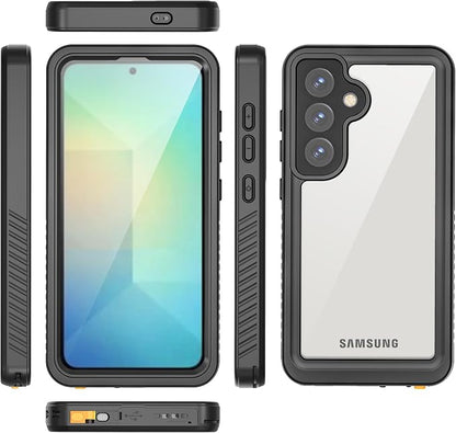 Omio Compatible with Samsung Galaxy S25 Waterproof Case, Full Body IP68 Waterproof Dustproof Underwater Case Built-in Lens & Screen Protector Military Grade Shockproof Case for Men Women, Black