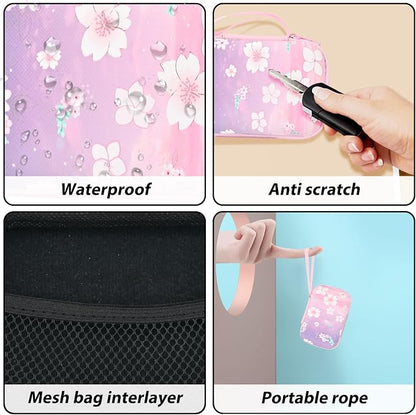 Phone Charger Case Storage Set with Cute Flower Cable Protector with Carrying Cable Case Bag,Cord Organizer, USB Earphone Wire Saver Organizer Charger Protector for iPhone (Purple Flower)