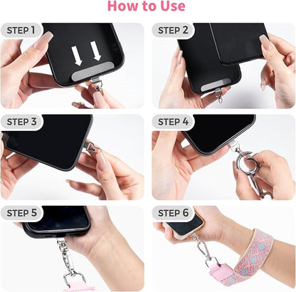 Tiostep Clip and Go Strap for Phone with Wallet Crossbody Phone Lanyard with Anti-Theft Zipper Pouch Detachable Quilted Wrist Wallet with RFID and ID Window for Daily Travel.