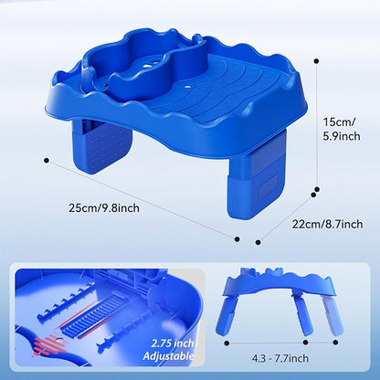 Anivia Hot Tub Table Tray, Adjustable Width 4.3" to 7.7" Hot Tub Accessories for Intex PureSpa, Nonslip Caddy Holds 2 Drinks, Keep Snacks-Drinks Handy and Dry, Fits Outdoor Inflatable Spa/Pool (Blue)