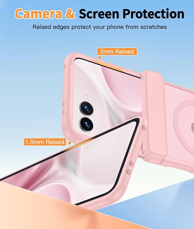 FNTCASE for Motorola Razr 2026/2025 Case, Fit for Magsafe, Hinge Protection | Screen Protector, Translucent Matte Magnetic Back, 18FT Military Grade Drop Proof, Protective Phone Cover, Light Pink