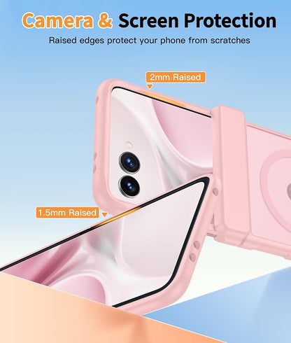 FNTCASE for Motorola Razr 2026/2025 Case, Fit for Magsafe, Hinge Protection | Screen Protector, Translucent Matte Magnetic Back, 18FT Military Grade Drop Proof, Protective Phone Cover, Light Pink