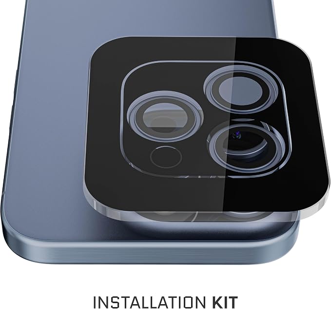 Ghostek Tempered Glass Camera Lens Protector, 9H Hardness, Scratch Resistant, Anti-Fingerprint, Easy Installation, HD Clear Camera Cover for Apple iPhone 15 Pro & Apple iPhone 15 Pro Max (Blue)