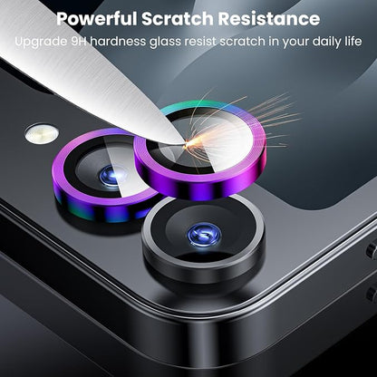 WSKEN for Z Flip 7 Camera Lens Protector Case Cover - Ultra HD Anti-Reflective Tempered Metal Glass Anti Scratch Rear Camera Screen Protector Film for Samsung Galaxy Z Flip 7 5G Accessories,Colorful