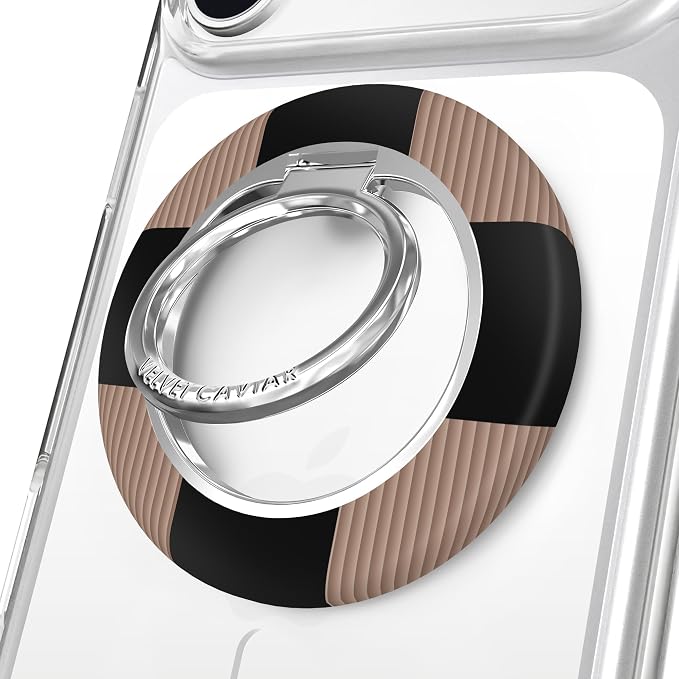 VELVET CAVIAR Compatible with MagSafe Phone Grip 2.0 | Cute Magnetic Ring Holder | Finger Loop Kickstand | Pop On Accessory for iPhone 17, 16, 15, 14, 13, 12 | Mocha Vibe Checkered