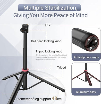 ULANZI MT-79 Extendable Tripod Aluminum 81" Portable Adjustable Light Stand w 1/4" Screw, 180° Rotation Camera Phone Tripod for Camera Video Light Cellphone,Lightweight for Travel,Up Load 2.2lb