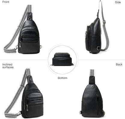 Leresas Sling Bag for Women Cross Body Bags Fanny Packs Over the Shoulder Bag Sling Backpack Vegan Leather Trendy Gifts Travel Handbag Black