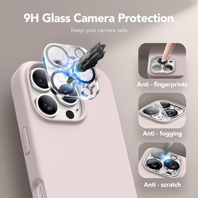 GONEZ Magnetic for iPhone 16 Pro Case, Compatible with MagSafe, [Screen Protector + Camera Lens Protector], Silicone Shockproof Anti-Scratch Protective Phone Case 6.3 inch, Light Taro