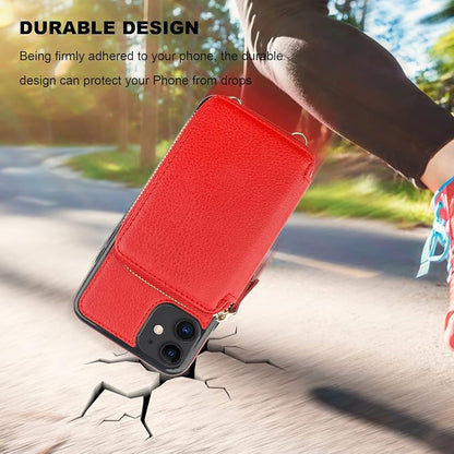 Bocasal RFID Blocking Wallet Case for iPhone 11, Adjustable Crossbody Zipper Purse Case Card Holder with Kickstand Detachable Wrist Strap, PU Leather Flip Folio Case 6.1 Inch (Red)