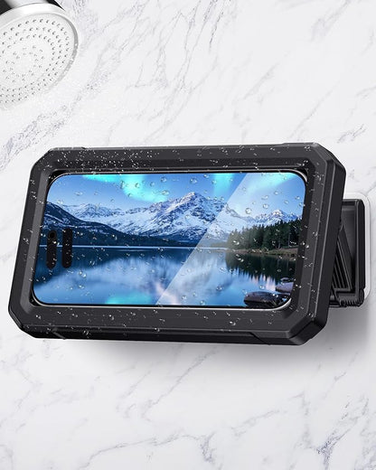 Waterproof Phone Holder for Shower- 480° Rotatable Retractable Adjustable Anti Fog iPhone Case for Shower,Bathroom Accessories Wall Mount Phone Holder for 4-7" Cellphones