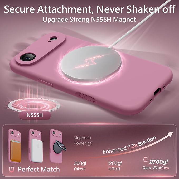 FireNova Magnetic for iPhone Air Case, Compatible with MagSafe, [Integrated Silicone Camera Control Button] [Camera Protection] Microfiber Lining Phone Case for iPhone 17 Air, 6.5", Lilac Purple