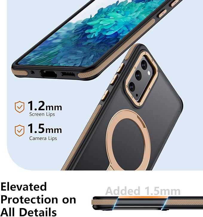for Samsung Galaxy S20 FE Case, Magnetic Adjustable Ring Stand [Fit for Magsafe], [Military-Grade Shockproof Protection] Phone Case with Kickstand&Ring Holder (Desert Gold)