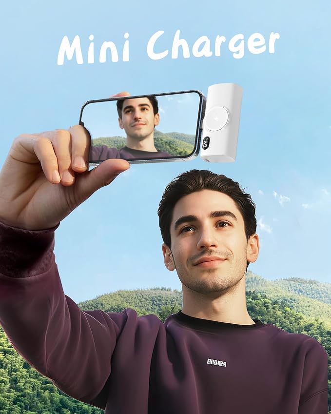 Little Power Bank Portable Charger for iPhone, 15W PD Fast Charging 5000mah External Battery Charger [0%-100%] Compatible with iPhone 14 Pro Max/13/12/11/XR/XS Max/6s/6s Plus/12mini/EarPods-White
