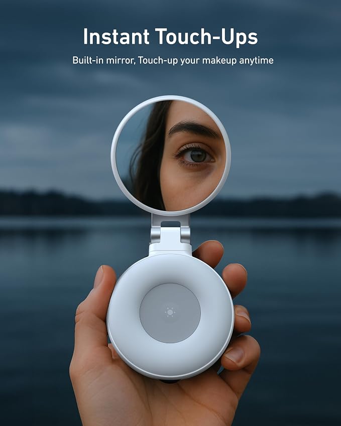 TELESIN C03 Magnetic Selfie Light, Phone Light Compatible with iPhone Magsafe, CRI97 360° LED Selfie Ring Fill Light with Mirror for Selfies/Photography/TikTok/Zoom Calls/Video Conference