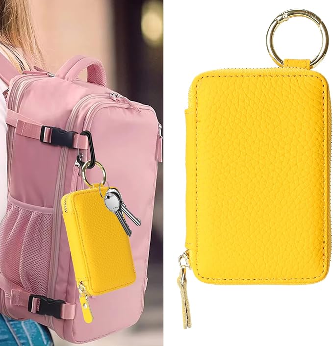 Cavor Compatible with MagSafe Wallet Genuine Leather Cash Wallets for Women, Magnetic Phone Wallet for iPhone 17 Pro Max/16/15/14/13/12, id Credit Card Holder with Mag safe Keychain-Yellow