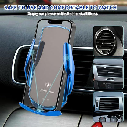 Wireless Car Charger Mount 15W Fast Charging Auto Clamping Car Phone Holder Mount Wireless Charging for Car Air Vent Compatible with All Android Smartphone(Red)