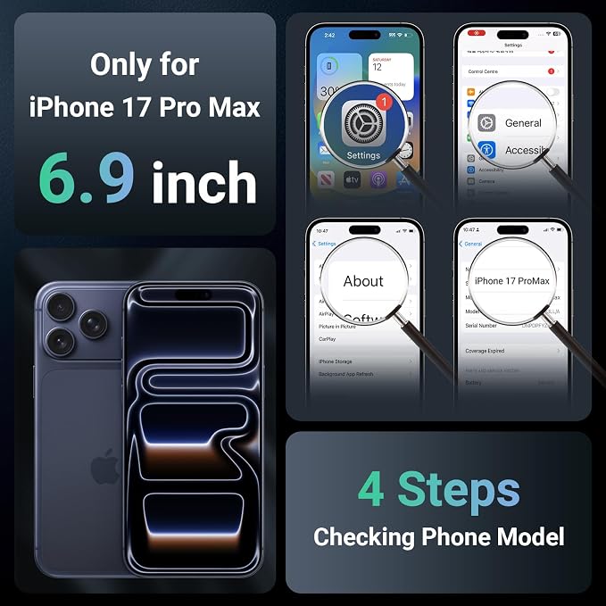 jaroco Magnetic for iPhone 17 Pro Max Case, [Compatible with MagSafe][Military Grade Drop Protection][Heavy Duty Protection][Non-Slip][Shockproof] 2-Layer Durable Bumper Phone Case 6.9''-Black