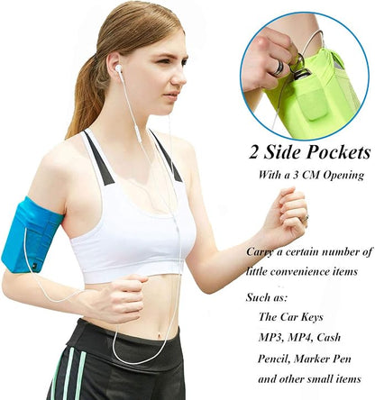 Universal Exercise Armband Running Phone Armband, Lightweight Arm Band Strap Holder Sleeve Sports Arm Holder for Running Workout Fit iPhone X/8/7 Plus/7/6,Samsung Galaxy S9/S8/S7 ect, Blue, L