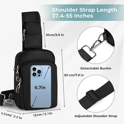 BROADREAM Mini Crossbody Sling Bag, Small Chest Bags Dual Pocket with Zipper Lock, RFID Blocking & Water Resistant Women Men