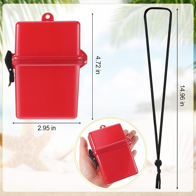 Outus 3 Pcs Waterproof ID Badge Holder Case with Waterproof Buckle Floating Sports Case Locker with Adjustable Hanging Rope Plastic Card Dry Box(Red, Black, Yellow,4.72 x 2.95 x 1.57 in,Classic)