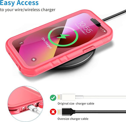 SPORTLINK Compatible with iPhone 13 Mini Waterproof Case - Full Body Shockproof Dustproof Phone Screen Protector Rugged Waterproof Case for iPhone 13 Mini 5.4 Inches Pink