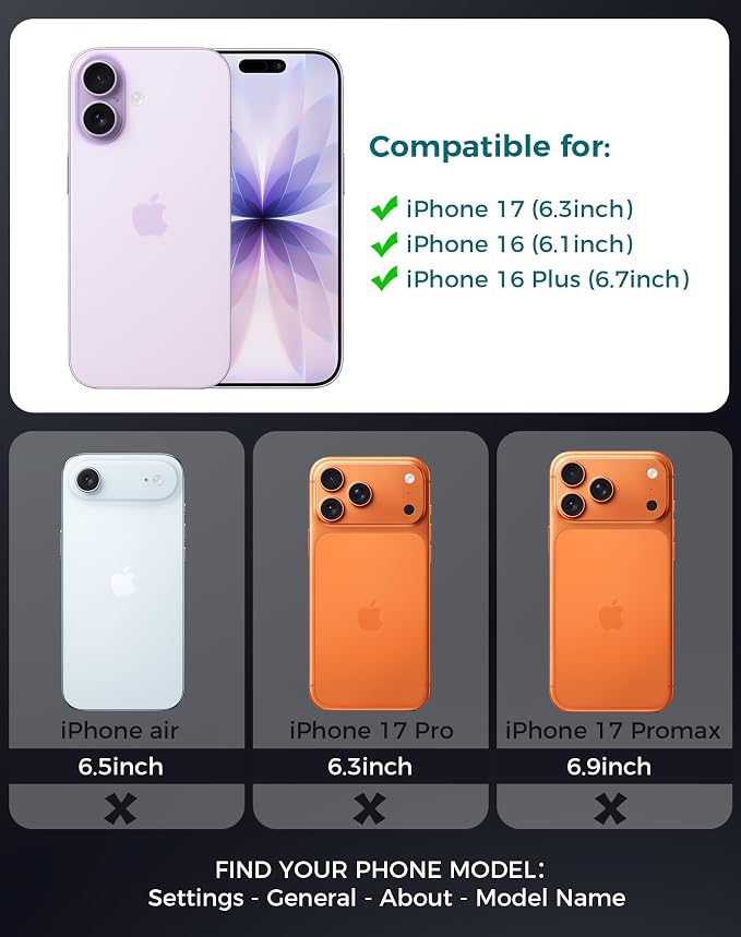 Goton Compatible for iPhone 17 & 16 & 16 Plus Camera Lens Protector, 1-Pack Aluminum Alloy Metal Cover with HD Tempered Glass, Pro Camera Style, Shatter-Resistant, Scratch-Proof, Case Friendly, Black