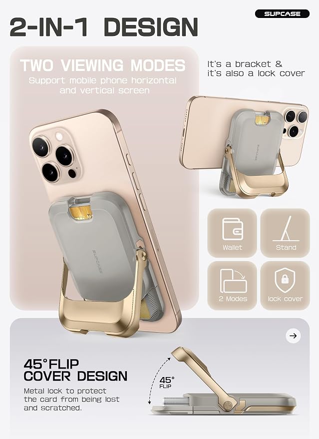 SUPCASE for MagSafe Wallet with Stand, Magnetic Wallet for Men Women, [Hold 6 Cards] [RFID Blocking] [Strong Magnetic Lock] Phone Stand Card Holder for iPhone 17/16/15/14/13/12 Series, Desert Storm