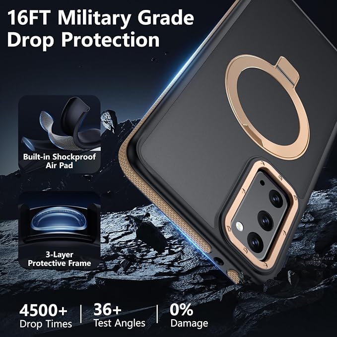 for Samsung Galaxy S20 FE Case, Magnetic Adjustable Ring Stand [Fit for Magsafe], [Military-Grade Shockproof Protection] Phone Case with Kickstand&Ring Holder (Desert Gold)
