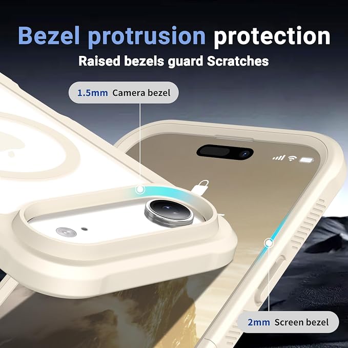 jaroco Magnetic for iPhone Air Case, [Compatible with MagSafe][Military Grade Drop Protection][Heavy Duty Protection][Non-Slip][Shockproof] 2-Layer Durable Bumper Phone Case 6.5''-Antique White