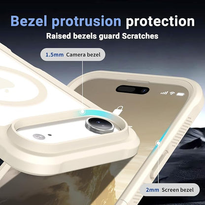 jaroco Magnetic for iPhone Air Case, [Compatible with MagSafe][Military Grade Drop Protection][Heavy Duty Protection][Non-Slip][Shockproof] 2-Layer Durable Bumper Phone Case 6.5''-Antique White