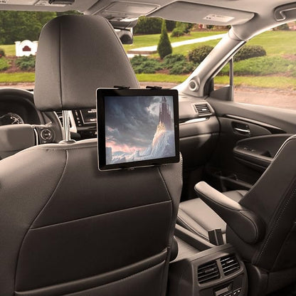 ARKON Mounts Slim-Grip Car Headrest Tablet Holder | Strong Grip Headrest Clamp with Universal Tablet Holder | Adjustable Robust Shaft | Compatible with iPad, Samsung, Pixel, and More