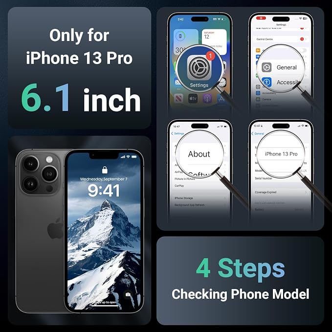 jaroco Magnetic for iPhone 13 Pro Case, [Compatible with MagSafe][Military Grade Drop Protection][Heavy Duty Protection][Non-Slip][Shockproof] 2-Layer Durable Bumper Phone Case 6.1''-Black