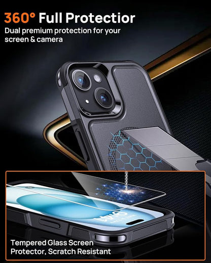 Lanhiem Magnetic for iPhone 15 Case with Privacy Screen Protector, 10 FT Military Grade Shockproof Heavy Duty Case Protective Phone Cover Compatible with MagSafe for iPhone 15 (Black)