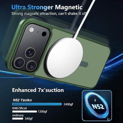 Strong Magnetic for iPhone 17 Pro case with Camera Lens Protector [ Military-Grade Protection] Compatible with MagSafe Shockproof Slim Thin Cover case for iPhone 17 Pro 6.3 inch, Alpine Green