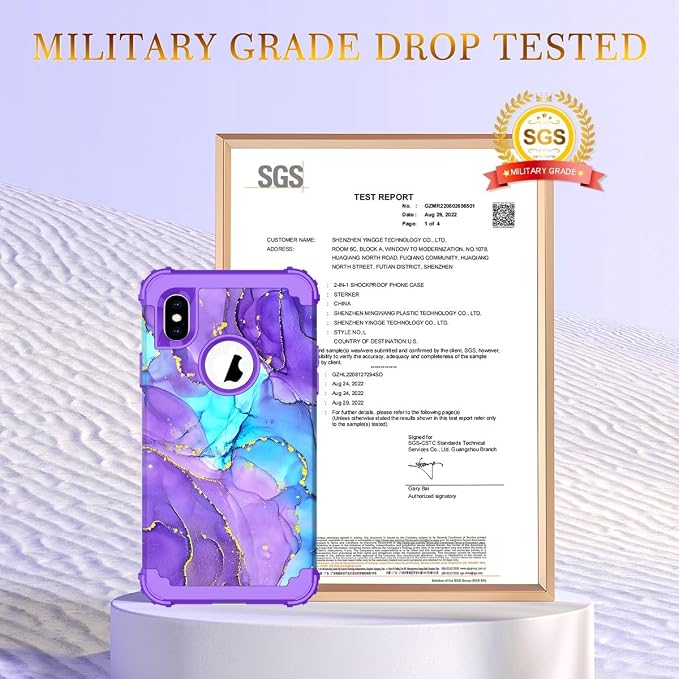 Hocase for iPhone Xs Max Case, Heavy Duty Shockproof Protection Soft Silicone Rubber+Hard Plastic Bumpers Hybrid Protective Case for iPhone Xs Max (6.5") 2018 - When Purple Meets Blue