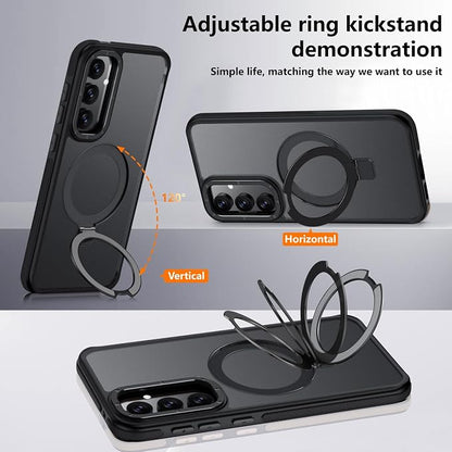 for Samsung Galaxy S23 FE Case, Magnetic Adjustable Ring Stand [Fit for Magsafe], [Military-Grade Shockproof Protection] Phone Case with Kickstand&Ring Holder (Black)