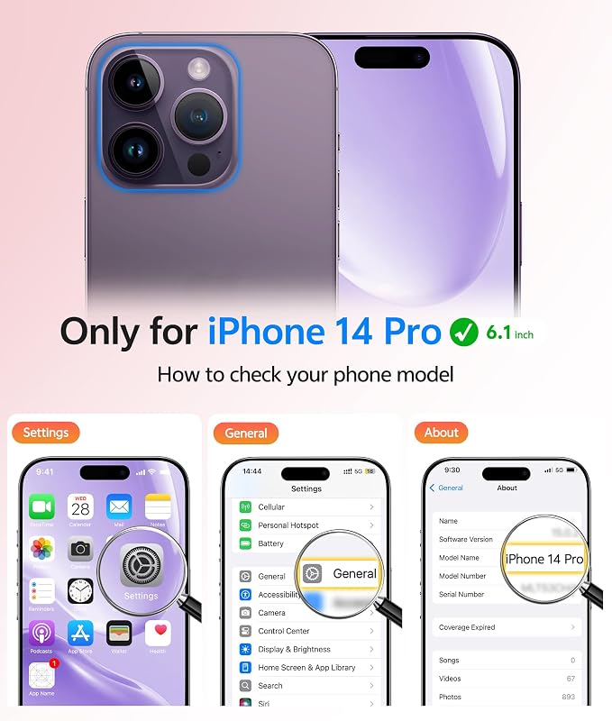 FNTCASE for iPhone 14 Pro Case: [Compatible with Magsafe] Translucent Matte Cases with [Full Camera Protection] [Screen Protector] Military Grade Shockproof Protective Phone Cover - Light Purple