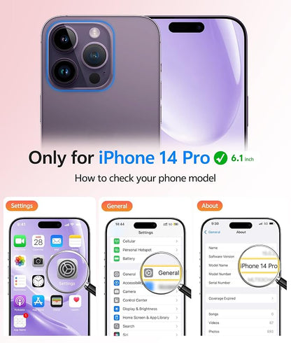 FNTCASE for iPhone 14 Pro Case: [Compatible with Magsafe] Translucent Matte Cases with [Full Camera Protection] [Screen Protector] Military Grade Shockproof Protective Phone Cover - Light Purple