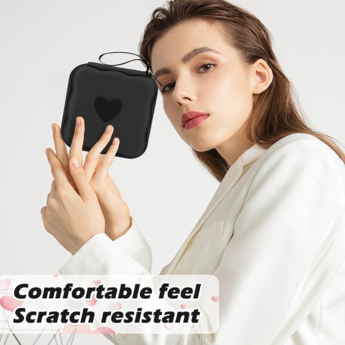 CameCosy DIY Phone Charger Case Storage Sets Cable Protector Earphone Wire Saver with Wave Travel Storage Bag, Cute Cable Charger Protector Cord Organizer for iPhone (Black Love Heart)