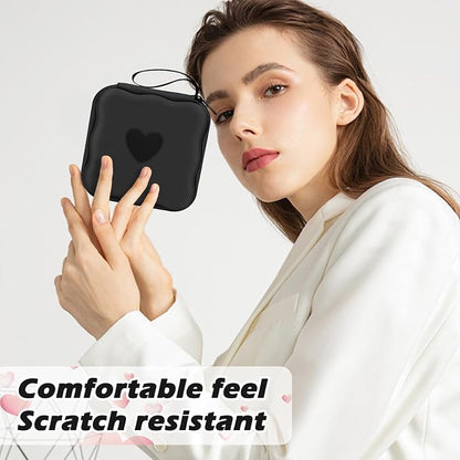 CameCosy DIY Phone Charger Case Storage Sets Cable Protector Earphone Wire Saver with Wave Travel Storage Bag, Cute Cable Charger Protector Cord Organizer for iPhone (Black Love Heart)