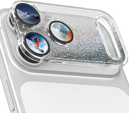 surundo for iPhone 17 Pro Camera Protector, Bling Glitter Camera Cover Design Flowing Liquid Quicksand, [Not Easy to Fall] [Strong Adsorption] 9H Tempered Glass Lens Cover Stylish Accessories