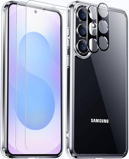 SPIDERCASE Designed for Samsung Galaxy S25 FE Case,[10 FT Military Grade Drop Protection],2 Pack [Tempered Glass Screen Protector+Camera Lens Protector] Heavy Duty Shockproof Case,Clear
