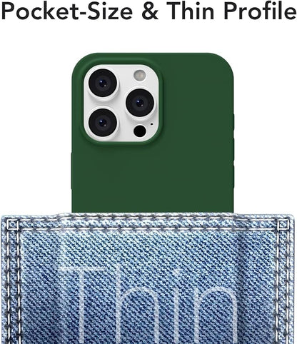 for iPhone 16 Pro Case Silicone Compatible with Magsafe Case, Ultra Slim Thin Magnetic Phone Cases Mag Safe, Cute Soft Rubber Gel TPU Matte Plain Wireless Charging Cover for Women, Dark Green