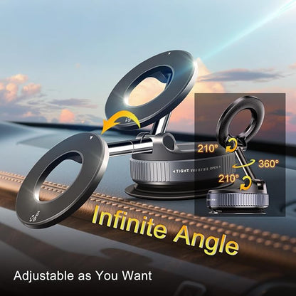 for MagSafe Car Mount, 98LBS Vacuum Suction Cup Phone Holder for Car Dashboard, Windshield, Gym, Mirror, 360° Adjustable Magnetic Phone Mount Fits iPhone 17 Air Pro Max & All Cell Phones