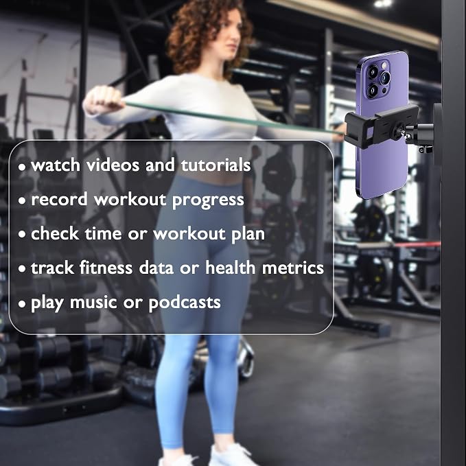 EDSRDUX Gym Magnetic Phone Holder Mount, 360° Rotatable Magnetic Phone Holder for Gym, N52 Magnet Phone Holder for 4.7-6.5" Smartphones, Gym Essentials Accessories