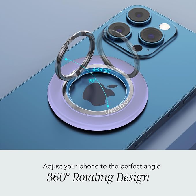 COCOMII Magnetic Phone Ring Holder for MagSafe, 360° Rotation Finger Grip Stand, Matte Lilac