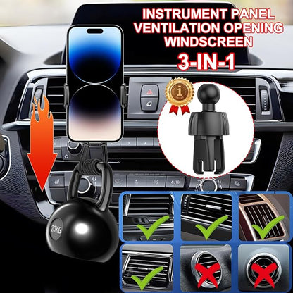 HZEL Car Phone Holder, 2 in 1 Automotive Air Vent Cellphone Stand Mount for Dashboard Windshield, Adjustable Vehicle Interior Smartphone Cradle, Universal for SUV Sedan Trucks(Twill)